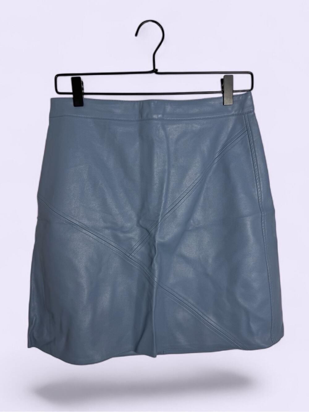Philosophy Dusty Blue Faux Leather High Waist A Line Skirt
